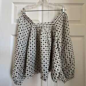 Madewell peasant blouse, medium. Cream, black, and olive green. New with tags.